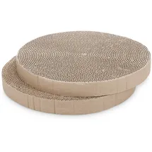 Navaris Katzen Kratzbrett 2er Set aus Karton - runde Kratzpappe Kratzmatte - Kratz Pappe Katzenbrett für die Krallen Deiner Katze, Braun