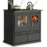 prometey ltd Küchenofen Holzherd ECO LUX INOX, Edelstahlbackfach, schwarz, linke Version