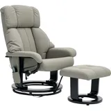 HOMCOM Relaxsessel mit Fußhocker, Massagesessel mit Liegefunktion, Elektrischer Liegesessel mit Fernbedienung, Fernsehsessel mit Seitentasche, Kunstleder, Grau   Aosom