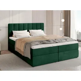 bromarkt Boxspringbett DENVER mit 2 Bettkasten, Bonell-Matratze, Polsterbett, Bett Grün