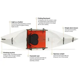 Oru Kayak Faltbares Kajak Lake 274 x 81 cm Orange/Weiß