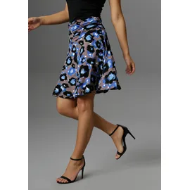 Aniston SELECTED Sommerrock Damen Floral Blau/Braun/Schwarz 42