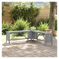 Furnicato Garten-Eckbank mit Pflanzkübel 117 cm Massivholz Akazie Grau