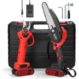 Athlix Akku-Kettensäge Elektrische Akku Kettensäge & Astschere 2er Set, Kabellose Säge, 5 m/s, 6 Zoll, 2 Akkus, Kabelloses Design schwarz
