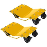 GarveeMore Rangierwagenheber Set (2 Stück), 2000lbs (ca. 1800 kg) Tragkraft,Autotransportwagen, mit 360° drehbarem Rad und Antirutschfunktion zum Umsetzen gelb