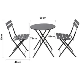 Albatros Bistroset 3-teilig Schwarz Bistrotisch mit 2 Stühlen – klappbare Stühle und Tisch aus robustem Metall optimal als Balkonmöbel Set oder Gartenmöbel in modernem Design