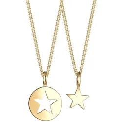Elli Mutter Kind Set Stern Anhänger Cut Out 925 Silber goldfarben Damen 