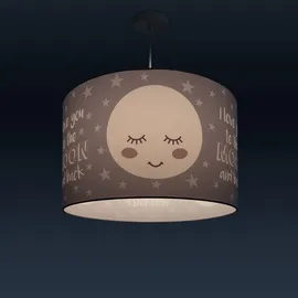 Paco Home Pendellampe Kinderzimmer Pendelleuchte Baby Lampenschirm Stoff Rund Sterne Kinderlampe E27