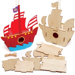 Piratenschiff Vogelhaus aus Holz  (pro Set 2) Basteln mit Holz