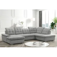 DOMO-HOME Ecksofa mit Schlaffunktion NICOLE – Modernes Ecksofa 345x230cm | Regulierbaren Kopfstützen | Boxspring-Funktion und Stauraum | Ideal f... - Grau