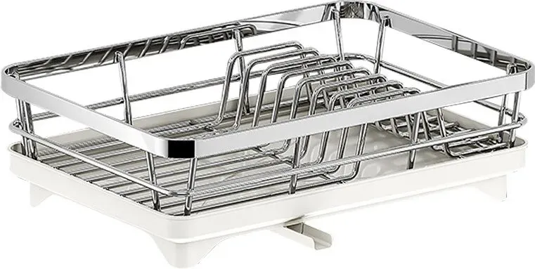 Maxcook Geschirrabtropfkorb aus Edelstahl mit Abtropffläche - Platzsparender einstöckiger Abtropfkorb, großer Küchen-Organizer, Geschirrabtropfer für die Arbeitsplatte, 42*29*12,7 cm, Modell: MCWZ0010