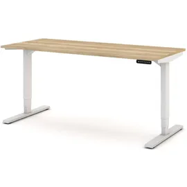 Assmann Electronic ASSMANN Schreibtisch Eiche Artisan, Weiß, Metall, 160x127x70 cm, Arbeitszimmer, Schreibtische, Bürotische