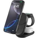 Belkin UltraCharge faltbare magnetische 3-in-1-Ladestation mit Qi2 25W schwarz, rund