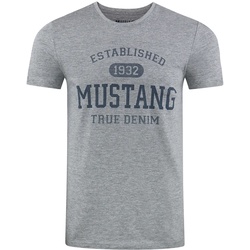 Mustang Herren T-Shirt Mustang Mehrfarbig Rundhals Regular Fit S bis 6XL Regular Fit Grau M