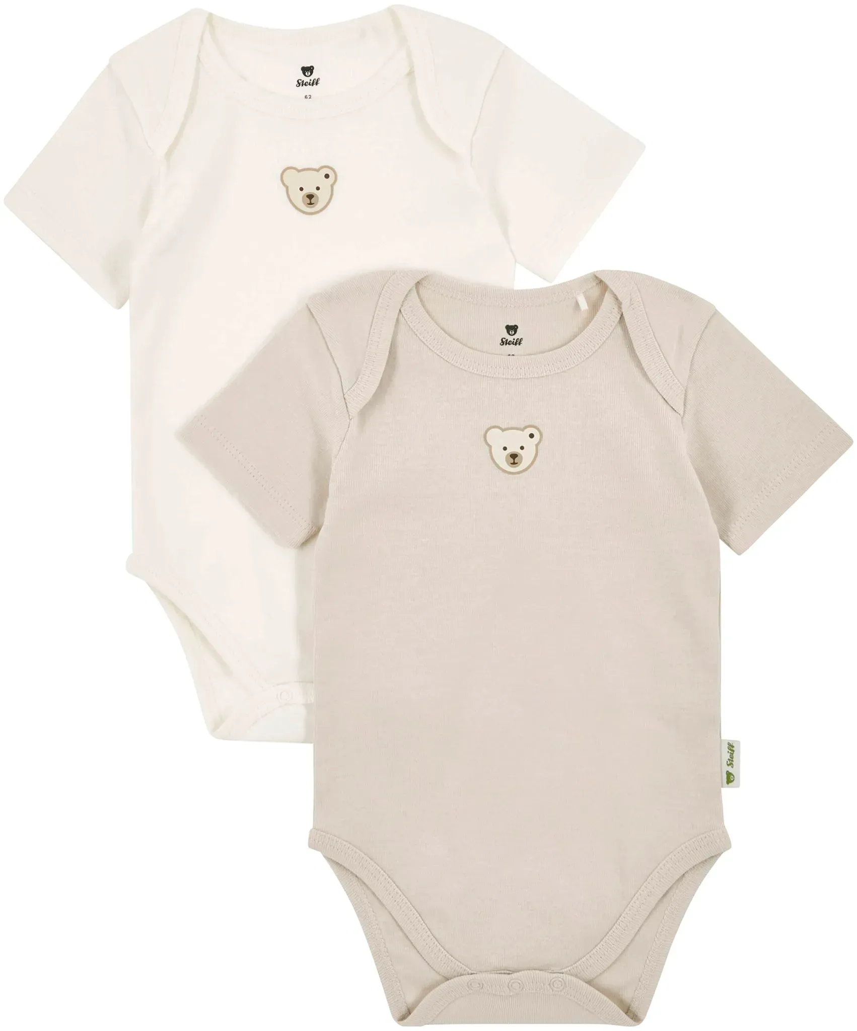 Steiff 2er-Pack Bodys kurzarm Bär, beige | natur, 68