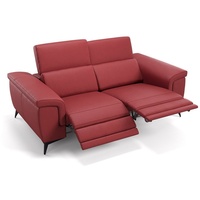 Sofanella 2-Sitzer Leder Amaro, Relaxsofa, Designsofa, Designer Couch, Italienisches Sofa, 2er Sofa rot