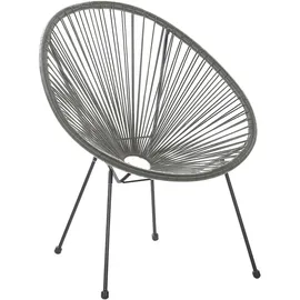 Beliani 2er-Set Rattanstuhl 70 x 87 x 90 cm dunkelgrau/schwarz