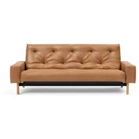 Schlafsofa INNOVATION LIVING TM "MIMER hochwertige Schlaffunktion, aktuelles Design und extra Komfort" Sofas Gr. T: 100cm, Microfaser in Lederoptik FANUAL, braun (braun 551 fanual) Taschenfederkernmatratze, Breite Liegefläche 140 cm