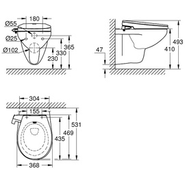 Grohe Bau Keramik Dusch-WC Aufsatz 2-in-1 Set wandhängend alpinweiß 39651SH0