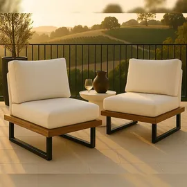 Mendler HWC-H54 Garten-Sessel 2er-Set 0 x 0 x 0 cm hellbraun/cremeweiß