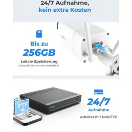 Reolink 4K WLAN Überwachungskamera Außenbereich,Innenbereich 8MP,Farbige Nachtsicht,2,4/5 GHz Dualband-WLAN,Intelligente Erkennung, - Weiß