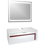 Vladon Waschbeckenunterschrank, Bordeaux, Holzwerkstoff, 96x36x51 cm, Badezimmer, Badezimmerschränke, Waschbeckenunterschränke