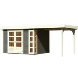 Karibu Kerko 5 5,54 x 2,46 m terragrau mit Anbaudach
