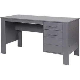 Woood Schreibtisch Dennis aus Kiefernholz, skandinavisches Design, Dunkelgrau lackiert, mit Schubladen Schubladen, rechteckig, eckig, 59x74x141 cm, Stauraum, Arbeitszimmer, Schreibtische, Bürotische