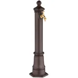 Relaxdays Standbrunnen antik, mit Wasserhahn, HBT: 80x18x20,5 cm, Wasserzapfsäule Garten, Terrasse, Zierbrunnen, braun