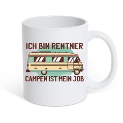 Youth Designz Tasse Ich bin Rentner Campen ist mein Job Kaffeetasse Geschenk, Keramik, mit lustigem Motiv weiß