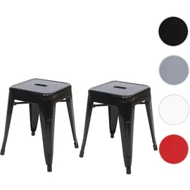 Mendler 2er-Set Hocker HWC-A73, Metallhocker Sitzhocker, Metall Industriedesign stapelbar ~ schwarz