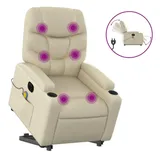 vidaXL Massagesessel mit Aufstehhilfe Elektrisch Kunstleder 89 x 100 x 0 cm Creme