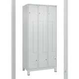 C+P Z-Spind Classic PLUS, Füßen, 6 Abteile, HxBxT 195x90x50cm, Zylinderschloss, Hellgrau/Hellgrau von PROREGAL