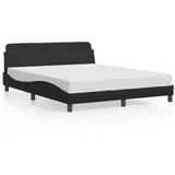 vidaXL Bettgestell mit Kopfteil Schwarz 160x200 cm Kunstleder