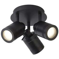 Deckenleuchte Spotrondell Spotlampe 3-Flammig Edelstahl schwarz Spots verstellbar
