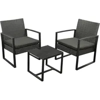 Loungeset Sitzgruppe Gartenset Gartenmöbel Garnitur MALTA 3-tlg. Rattan schwarz