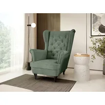 beautysofa Ohrensessel FALCO Chesterfield Textil 82 x 102 x 92 cm Grün