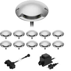 ledscom.de LED Boden-Aufbau-Leuchte Bunda, 1-flammig, für außen, befahrbar, kalt-weiß, 11er Set