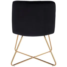 Svita Lynn Loungesessel Cocktailsessel Clubsessel Polsterstuhl ohne Armlehnen Goldene Beine Samt-Polster Schwarz