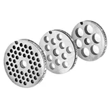 WolfCut Lochscheibensatz für Fleischwolf 4 mm + 8 mm + 13 mm silber