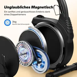 Merach Liege-Heimtrainer für Zuhause, gelenkschonendes Fitnessbike bis 135 kg, Dual-Belt-Antrieb,