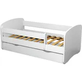 Betten-ABC Bubema Belfino Kinderbett mit Rausfallschutz und Schubkasten, inkl. Lattenrost, verschiedene Größen - x 160 cm, Farbe: weiß