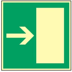 Aufkleber Rettungsweg rechts/links quadratisch, Folie, nachleucht., 160-mcd, 200x200 mm