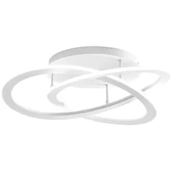 Yara moderne LED-Deckenleuchte 30W dimmbar 3000K warmes Licht, weißes Aluminium-Ringdesign 50x17cm, 1300lm, integrierte LED IP20