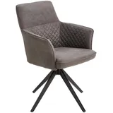 Mid.you Armlehnstuhl, Grau, Schwarz, Metall, Textil, Drehkreuz, 62x90x63 cm, Sitzfläche 180° drehbar, automatische Rückholfunktion, Esszimmer, Stühle, Esszimmerstühle, Armlehnenstühle