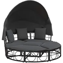 vidaXL Outdoor-Loungebett mit Dach und Kissen schwarz