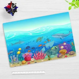cover-your-desk Schreibtischunterlage für Kinder Illustrierte Unterwasserwelt für Kinder, aus hochwertigem Vinyl , 60 x 40 cm