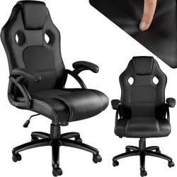 tectake® Bürostuhl, ergonomische Form, Kunstlederbezug mit Mesh-Gewebe, Belastbarkeit 120 kg