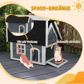 PawHut Katzenhaus Outdoor Katzenhöhle 77 x 57,5 x 68 cm Grau/Schwarz