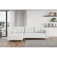 ALTDECOR Ecksofa HERMES-L, Couch mit Schlaffunktion, Wohnzimmer - links/rechts verstellbar weiß